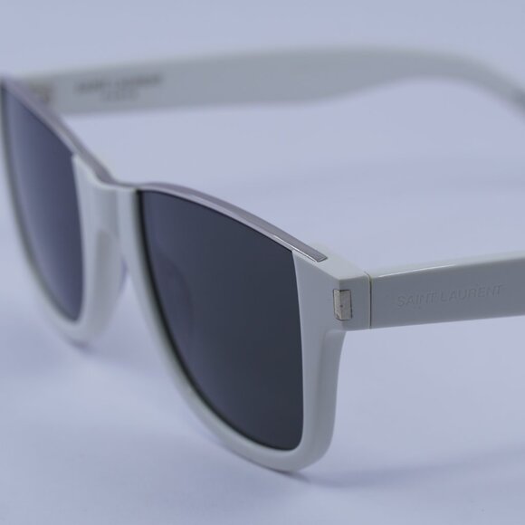 Saint Laurent SL 51 CUT 003 Sunglasses Ivory/Silver Square Frame, Grey Lenses - Picture 7 of 10